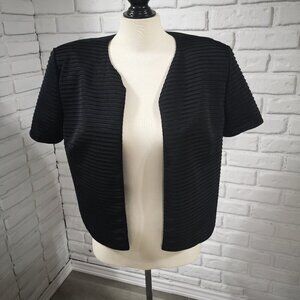Patra Ladies Size 12 Fully Lined Black Short Sleeve Open Blazer